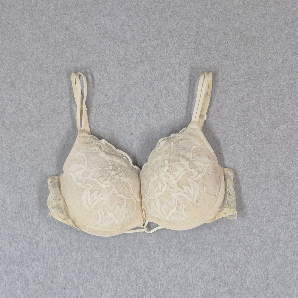 Victoria's Secret Women Bra 36C Beige Floral Adjustable Strap Underwired Lace